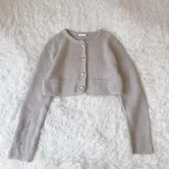 チコ　ラメ　ショート丈　ジャケット　ニット　カーディガン　グレー