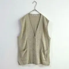 3814【MOCKA GIENE】ベスト　刺繍　ノースリーブ　ベージュ　Ｍ　Ｌ