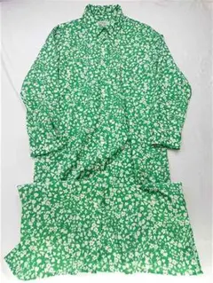 ★ルスーク 花柄シャツワンピース グリーン系 M レディースのサムネイル