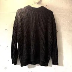 古着屋購入　マルチカラーラメ入り黒ニットセーター 長袖　made in USA