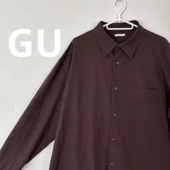 GUダークブラウン 長袖シャツ 胸ポケット付き