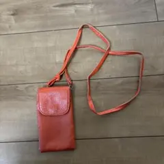 オレンジ スマホショルダーバッグ