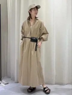 新品 BABYLONE ブロードカフタンワンピース モカベージュ