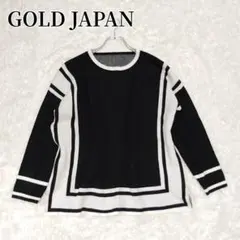 ゴールドジャパン　ニット　長袖　ブラック　ホワイト　シンプル　カジュアル