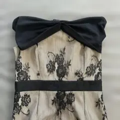 オフショルダー　ブラック　花柄　ドレス　キャバドレス　ナイトドレス　レース　膝丈