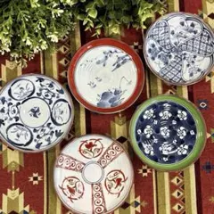 【美品】美濃焼 和食器 絵変り 銘々皿 5客セットのサムネイル
