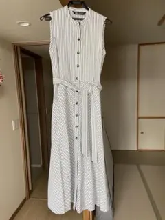 zaraストライプ ノースリーブ ロングワンピースSサイズ