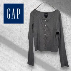 ✨セール✨ GAP ギャップ　カーディガン　クルーネック　グレー　リブニット　Mのサムネイル