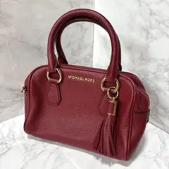 y071114 MICHAEL KORSハンドバッグレッドレザータッセルゴールドのサムネイル