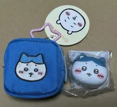 ちいかわ【ハチワレ】カラビナつき刺繍スクエアミニポーチ&おかおミニシリコンポーチ
