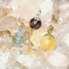 天然石◇☆フローライトペンダント　 トップ 3点セット