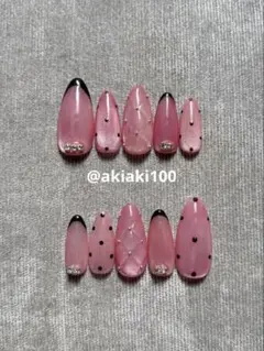 ネイチップ　春桜色ベビーピンクドットキルティングワンホンフレンチマグネット