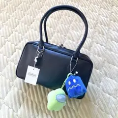 kastane ノベルティ ミラーチャーム付きバック ブラックレザー 