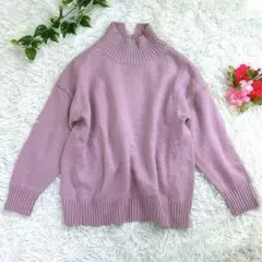 any FAM モックネック ふんわりニットセーター くすみピンク