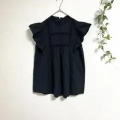 美品 グローバルワーク 綿100% ピンタック ハシゴレース フリルブラウス L