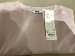 新品タグ付 ユニクロU エアリズムコットンオーバーサイズTシャツ5分袖XLピンク