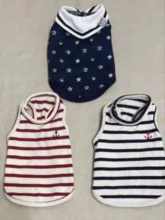 犬服 タンクトップ 3点セット ストライプ2点とスター柄1点