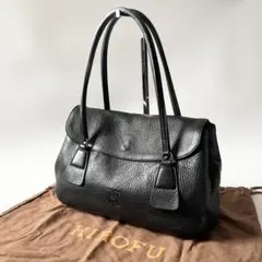 極美品　HIROFU ヒロフ フラップ ショルダーバッグ ブラックのサムネイル