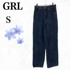 【美品】GRL◇グレイル　ブルーデニムロングパンツ　ワイドストレート　ジーンズ