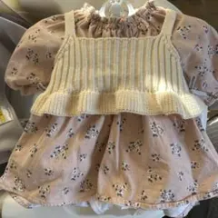 p etiti main 花柄フリル付きワンピース