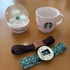 スターバックス さくらスノーグローブ＆マグ/ノベルティバンド2本セット