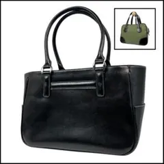 皇室御用達✨ハマノ 濱野 バッグインバック付き ハンドバッグ 牛革 ブラック