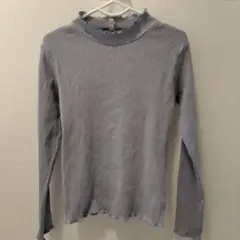 GU　リブ　ハイネック 長袖カットソー 120　ブルー