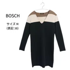 BOSCH ボッシュ レディース 3カラー Vネック ヒザ丈 ニットワンピース
