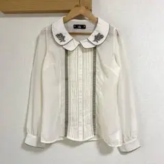 Ank Rouge アンクルージュ シフォンブラウス 襟刺繍のサムネイル