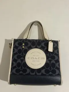 COACH ロゴトートバッグ ネイビー/ホワイト