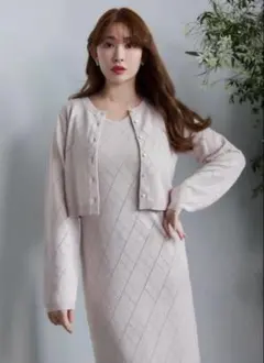 Diamond Pattern Knit Dress Set herlipto