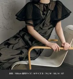 シアーフリルスリーブフラワードレス Mサイズ（short丈）