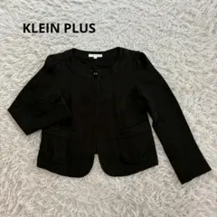 KLEIN PLUS ノーカラージャケット 38 ブラック