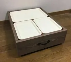 手渡し値引き有_無印良品 ベッド下収納 小 19cm ウォールナット 蓋付き
