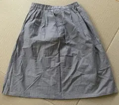 フレアスカート　ギンガムチェック　ネイビー　日本製