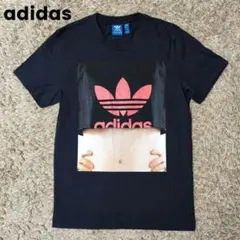 adidas アディダス 美品 グラフィックTシャツ ネイビー XS