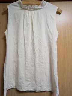 サマンサモスモス　スタンド襟レース ノースリーブ カットソー