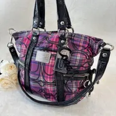 美品✨COACH 2wayバッグ ポピー チェック ラメ y2k 14371