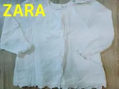 キッズ 女の子 ZARA ホワイト刺繍長袖ブラウス 裏地付き