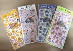 プチドロップステッカー　ディズニー　4枚 プーさん•101•スティッチ•バンビ