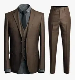 【美品】ブラウン スリーピーススーツ L ウェディングフォト