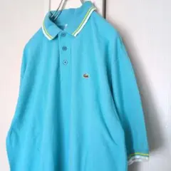 ビンテージ90s ラコステ 刺繍ロゴ ポロシャツ ブルー 海外古着 ゆる 