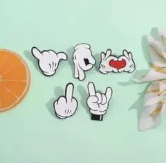 【5個セット】 ミッキー ハンドサイン ピンバッジ ディズニー Disneyのサムネイル