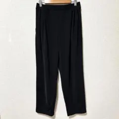 ユニクロ　スラックス タックパンツ　黒　ウエスト後ろゴム　L　シンプル