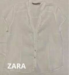ZARA ザラウィメンズ☆コットンホワイト フリル 半袖 ブラウスのサムネイル