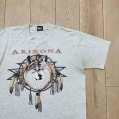 US古着ヴィンテージT ARIZONA アリゾナ オオカミ ウルフ グレー L