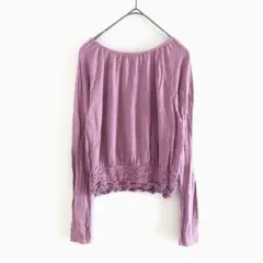 AmericanEagle 長袖カットソー ピンク シャーリング ショート丈