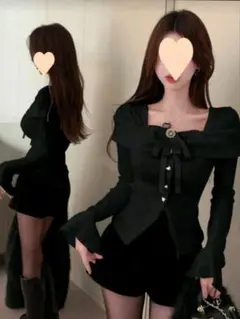 SHEIN Y2K 韓国風 オフショルダー ブラック トップス XLサイズ