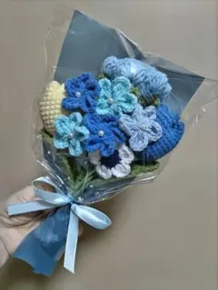 バラ　チューリップ　編み物　ハンドメイド　花束
