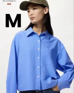 【美品】ユニクロ オックスフォードシャツ　Mサイズ　64ブルー